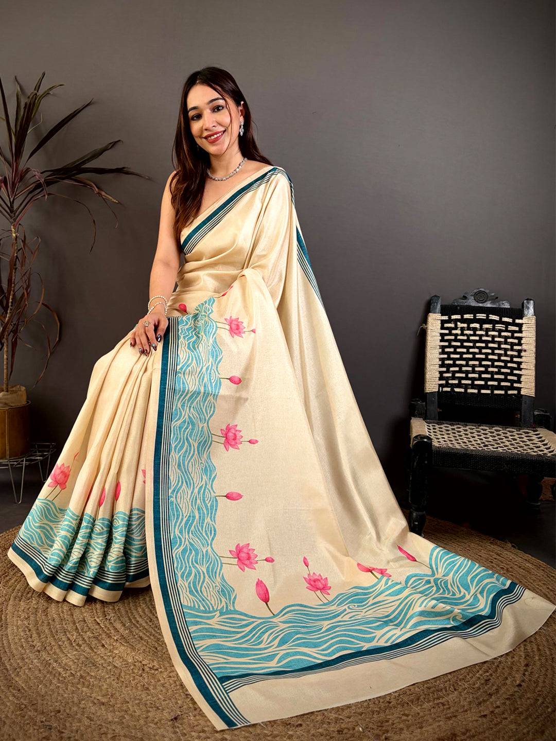 Soft Tussar Pichwai Water Wave Saree
