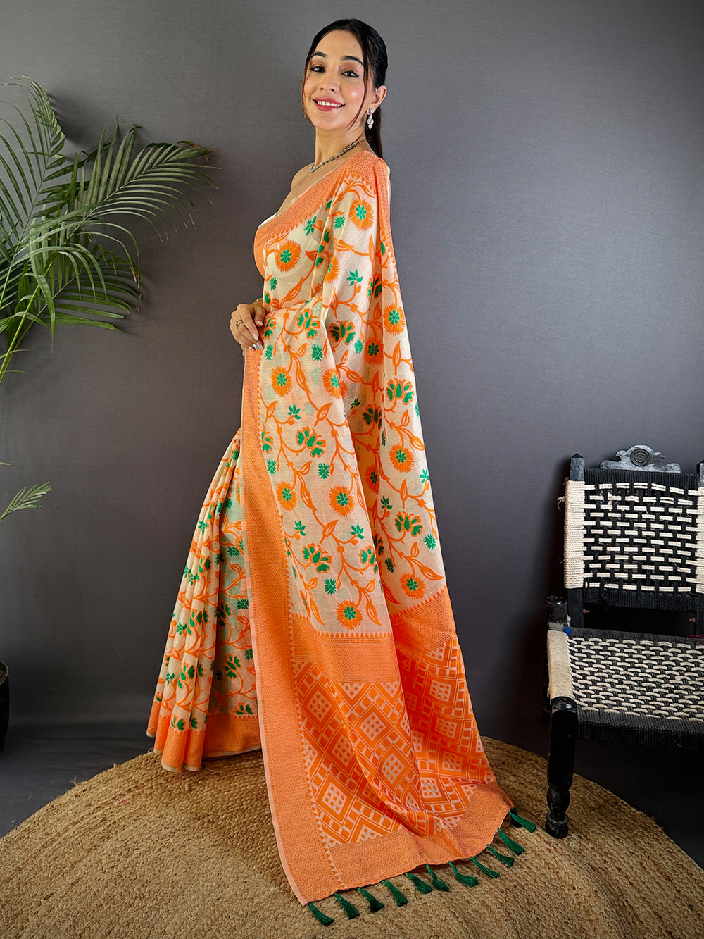 Delicate Charm Jamdani Cotton Silk Saree