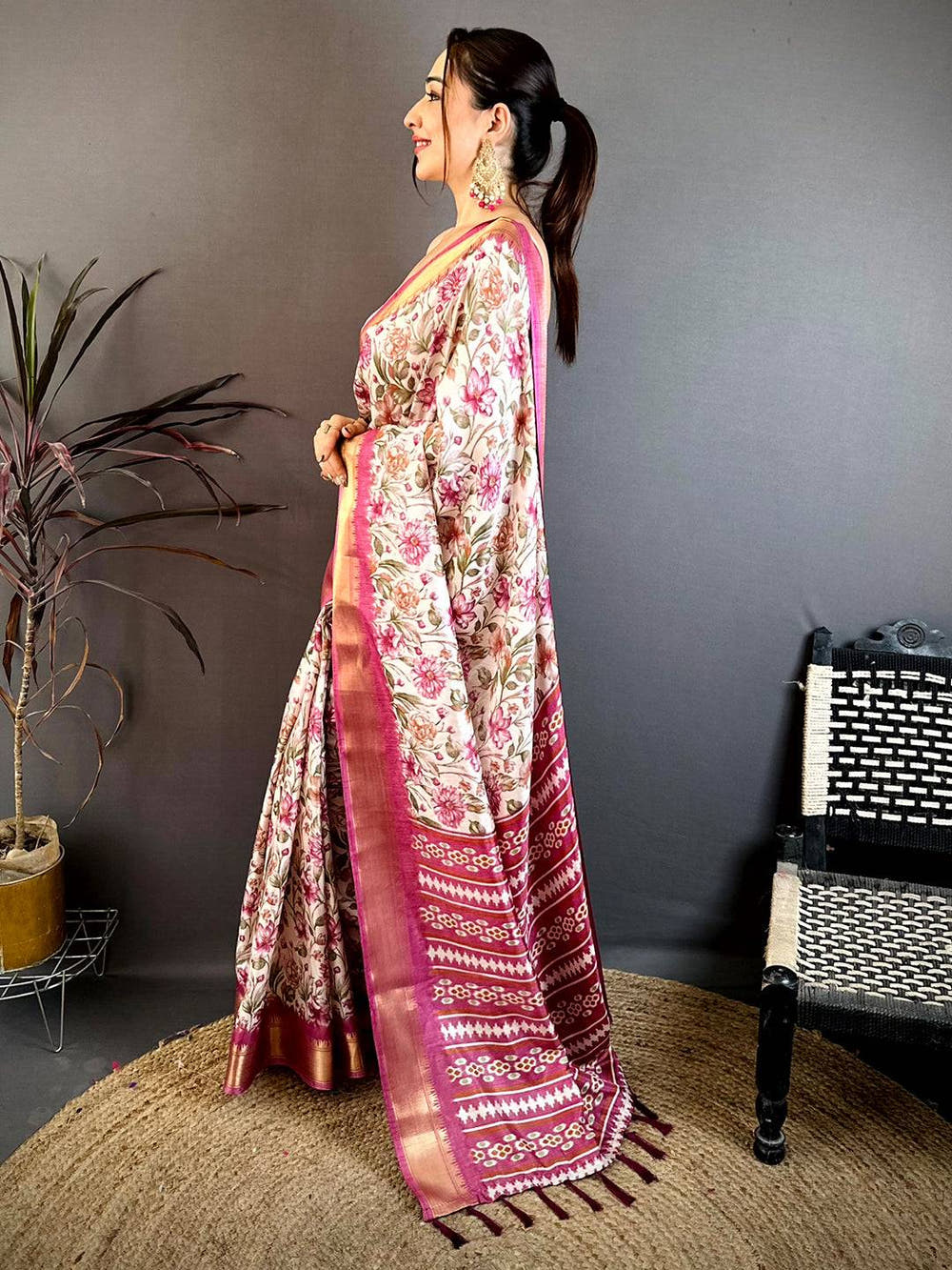 Pink Floral Beauty Designer Saree
