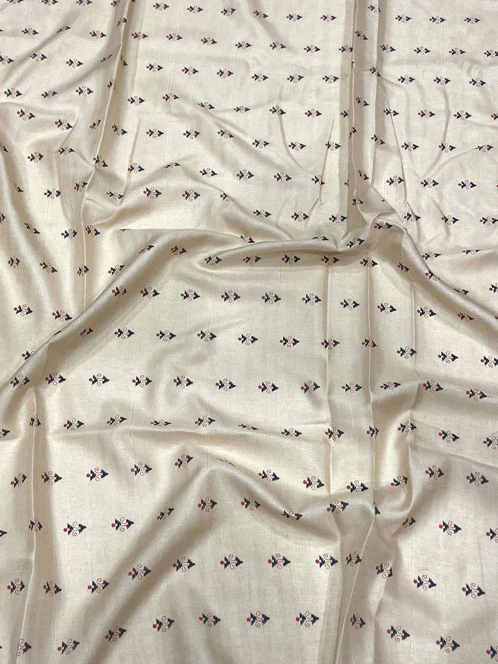 Cream Tussar Silk Madhubani Print Saree

