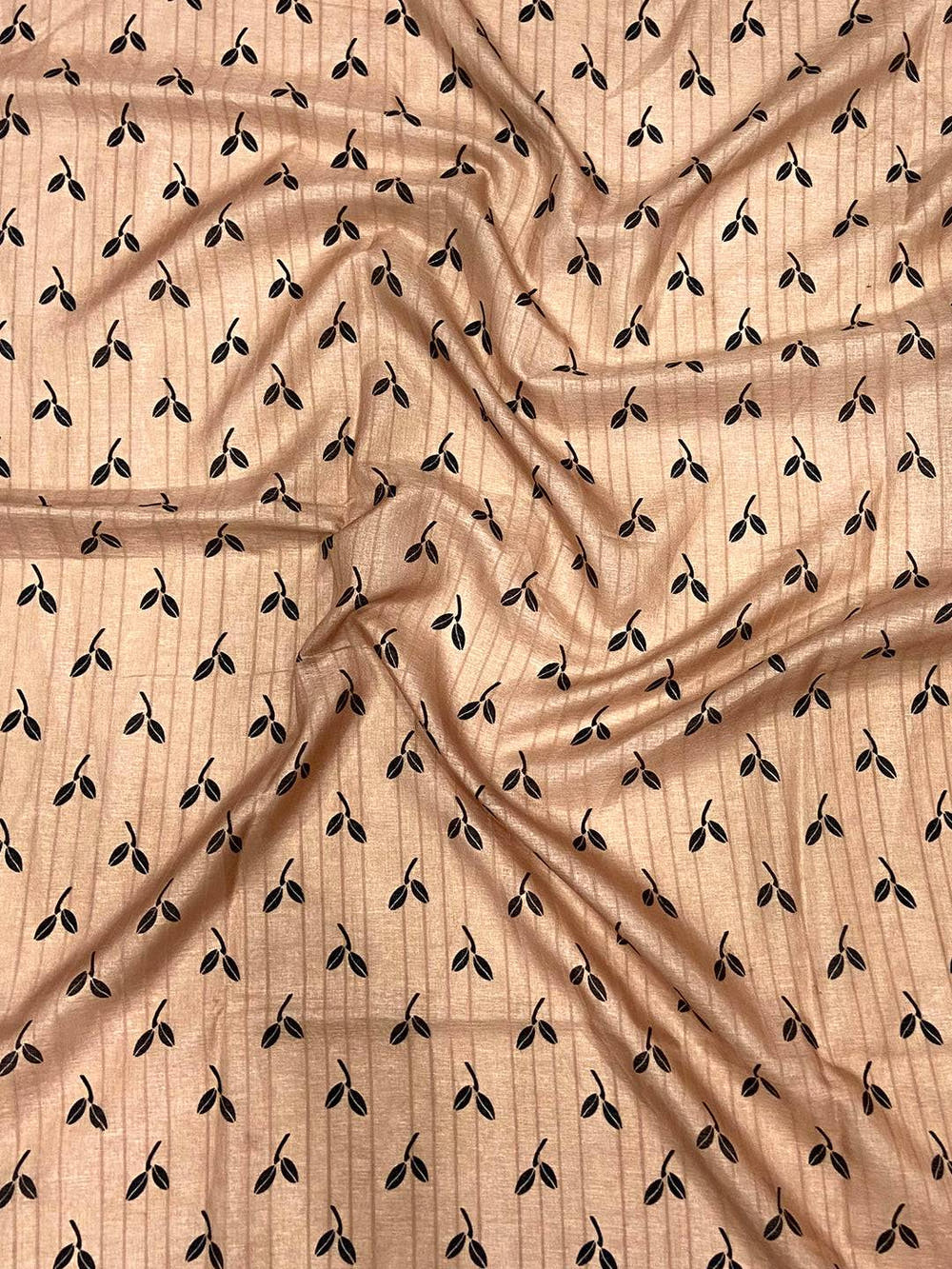 Peach Ghicha Leaf Print Saree