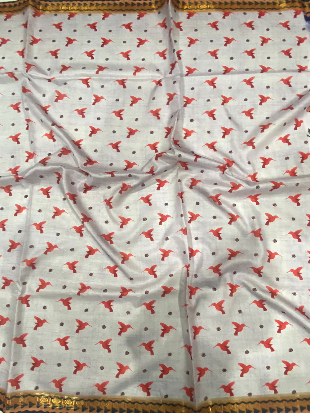  Off White Soft Silk Floral Saree Online in India