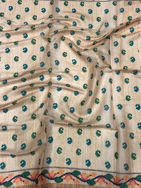 Beige Jungle Floral Zari Tissue Saree