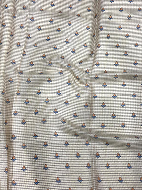 Off White Chanderi Madhubani Black Chex Saree