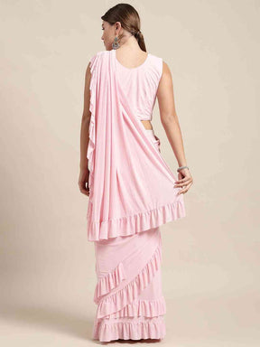  Stylish Pink Colour Solid Print Saree