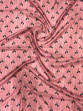 Rose Pink Ghicha Leaf Print Saree