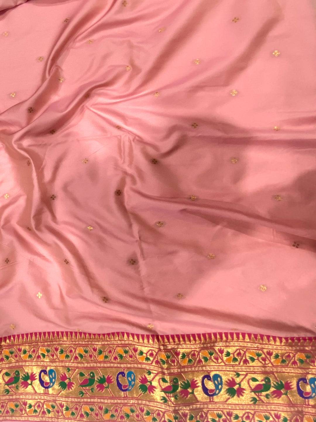 Baby Pink Soft Silk Paithani Meenakari Saree