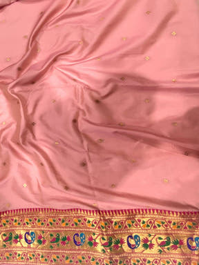 Baby Pink Soft Silk Paithani Meenakari Saree