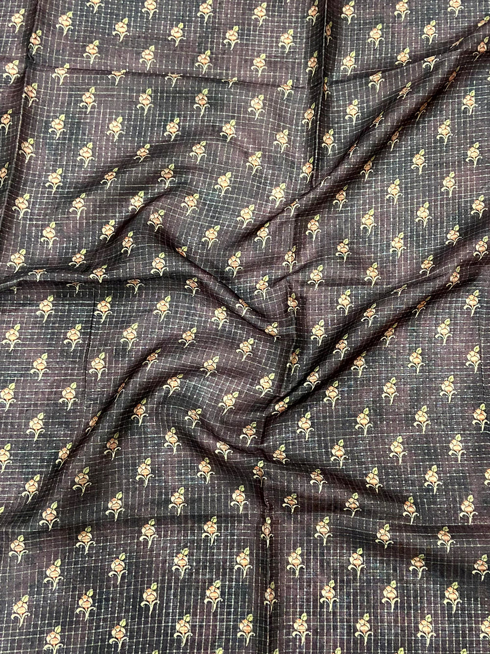 Lavender Gold Zari Chanderi Phulkari Floral Saree