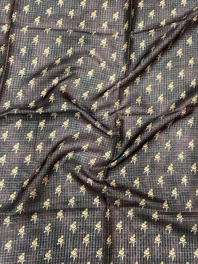 Lavender Gold Zari Chanderi Phulkari Floral Saree