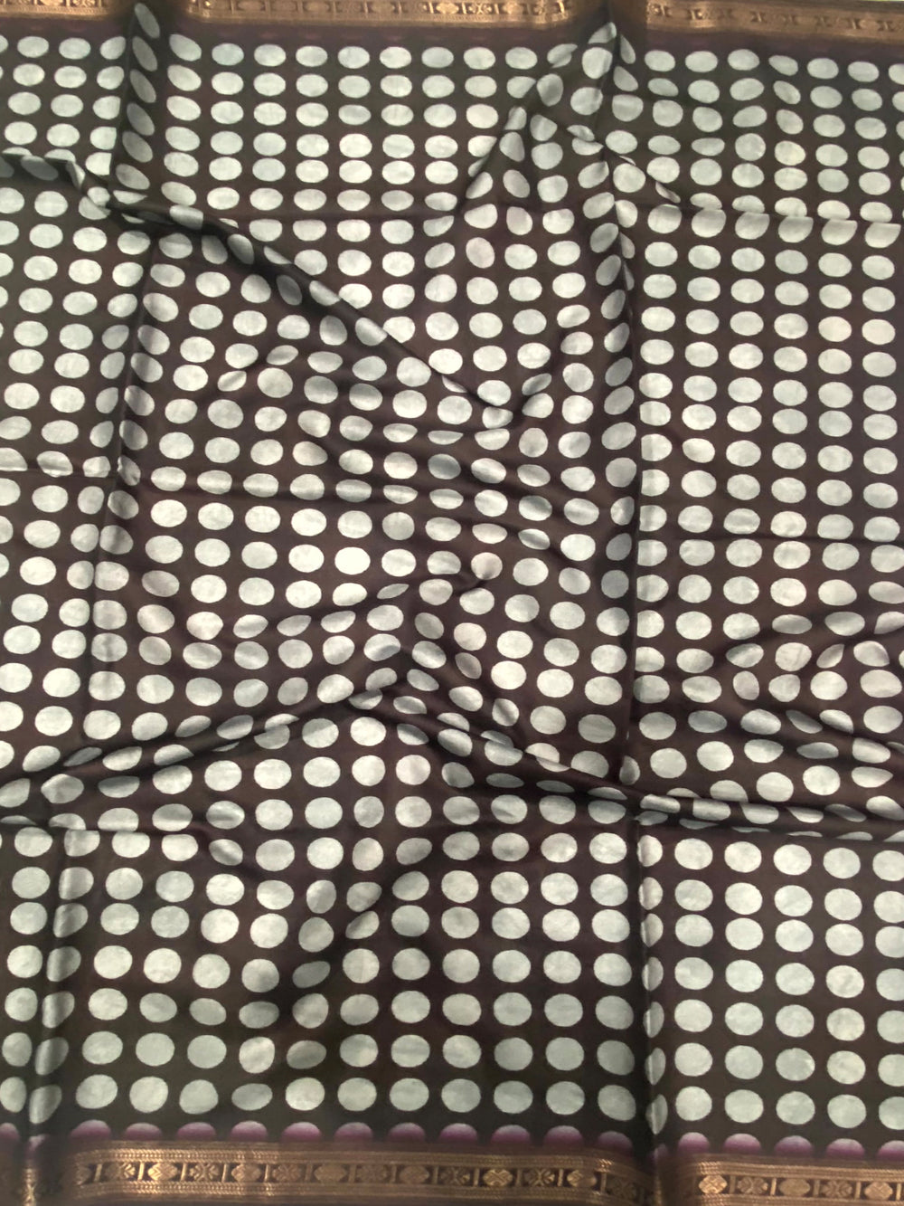 Lavender Soft Silk Polka Dot Print Saree