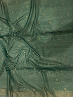 Deep Teal Kalamkari Ombre Soft Silk Saree