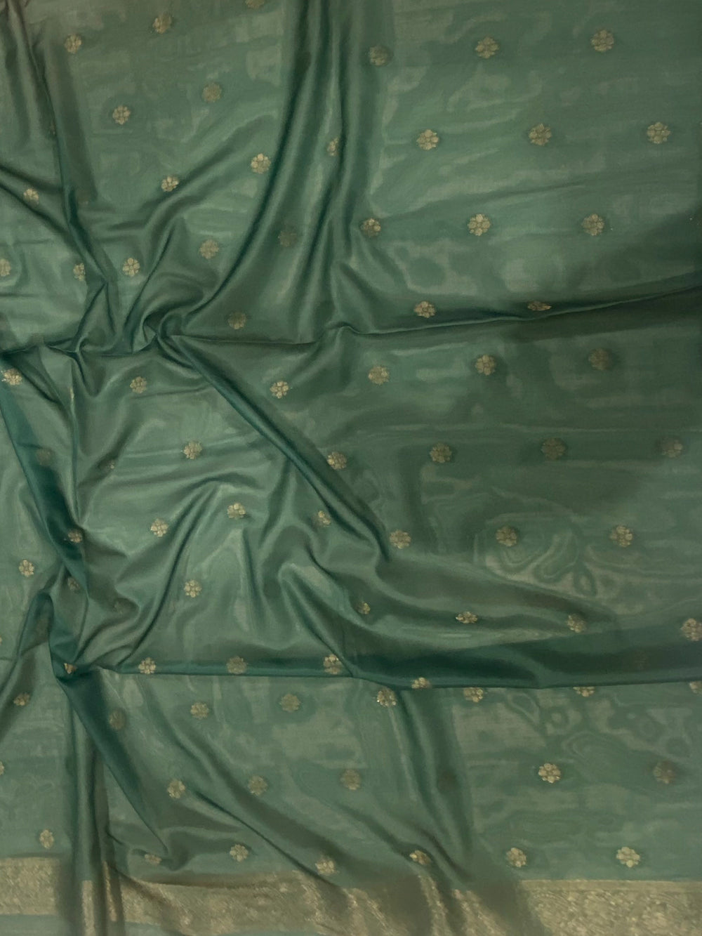 Deep Teal Kalamkari Ombre Soft Silk Saree
