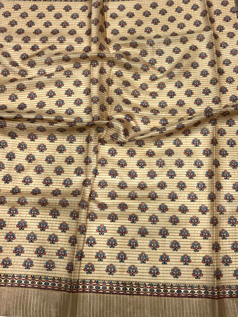 Graceful Mint Green Soft Silk Chex Saree