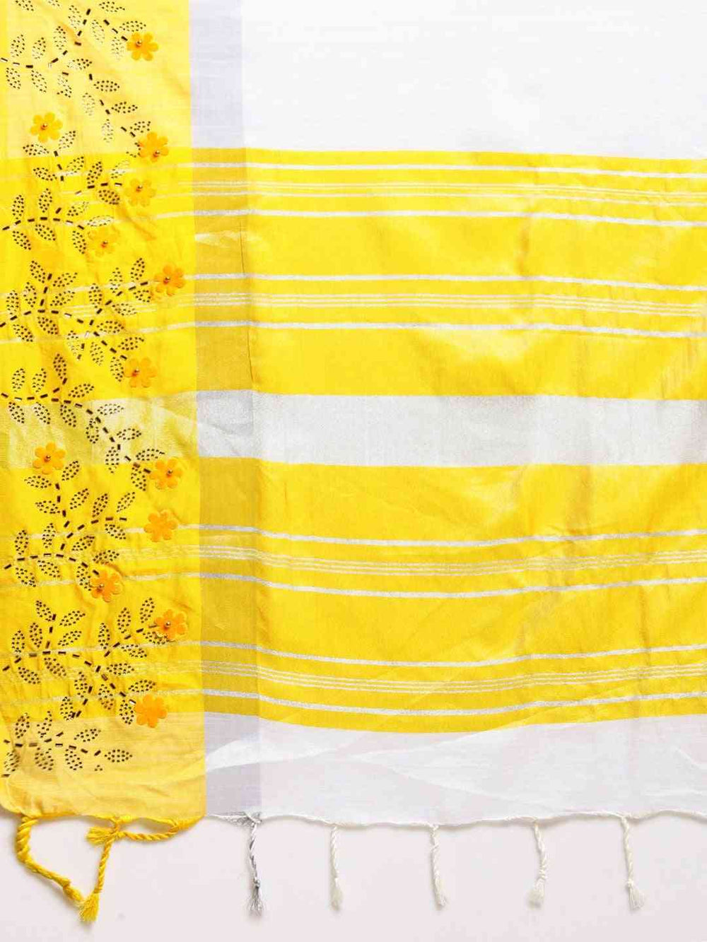  Yellow Colour Linen Blend Khadi Saree