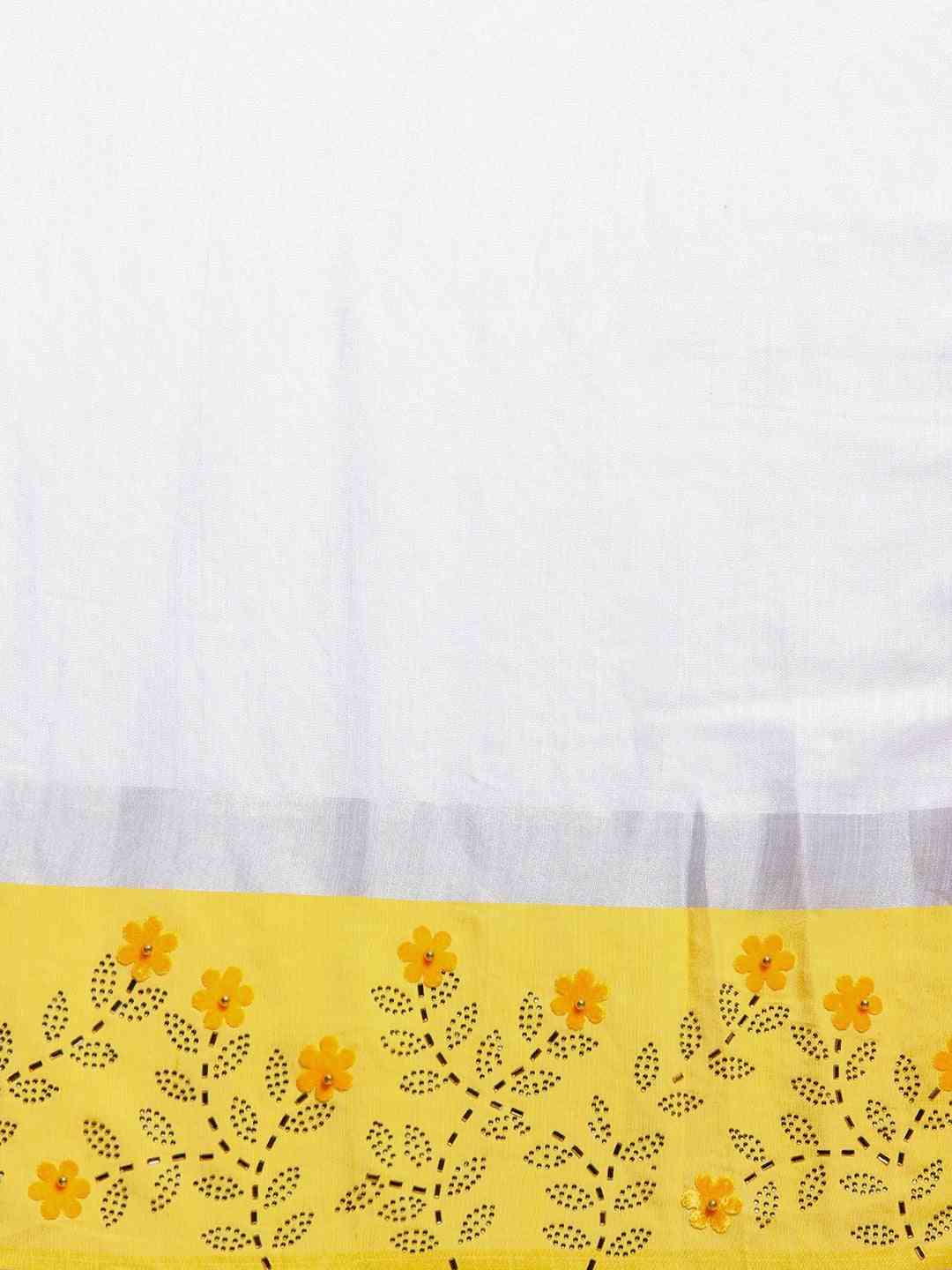  Yellow Colour Linen Blend Khadi Saree
