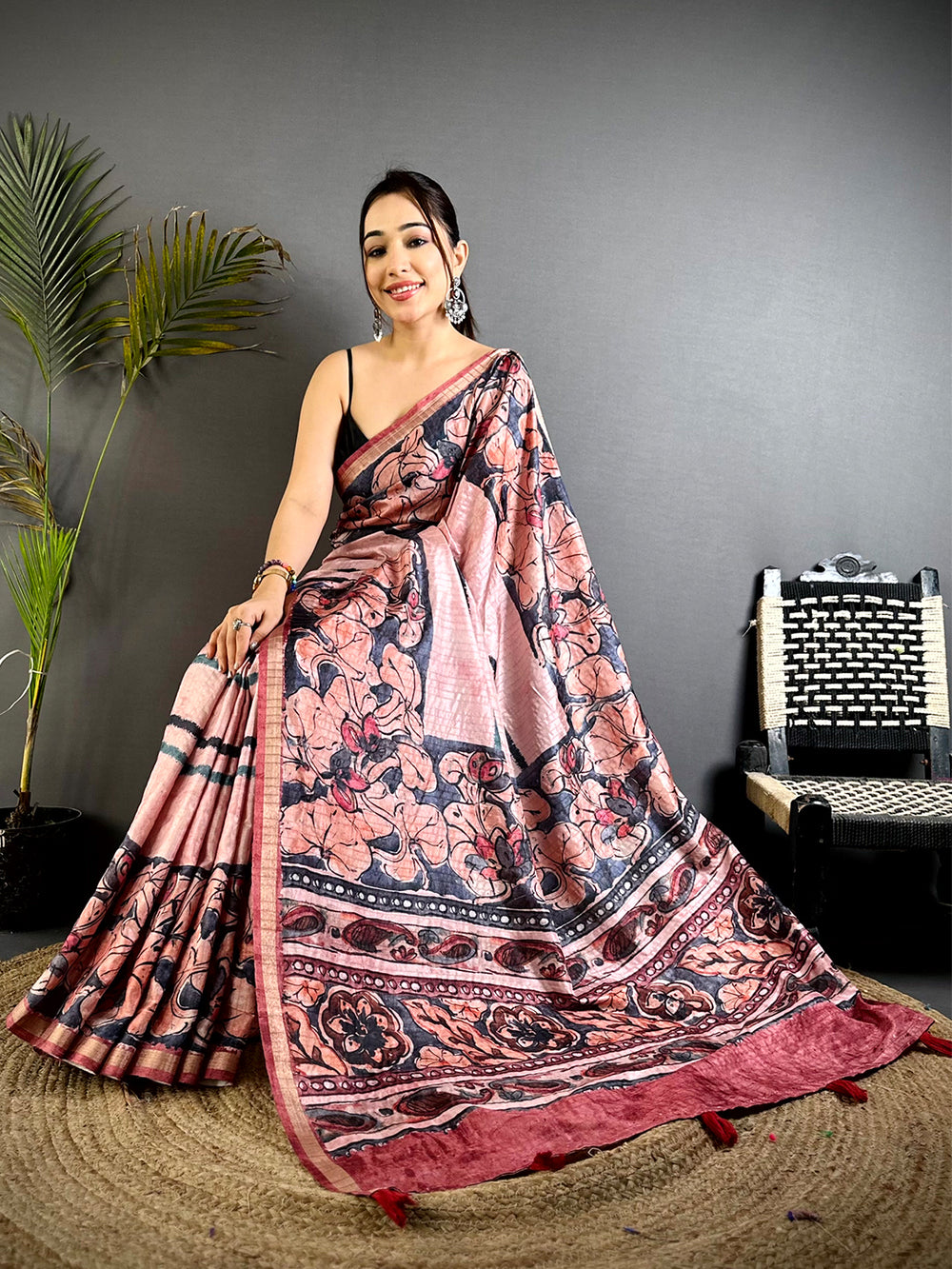 Majestic Ghicha Tussar Digital Art Saree