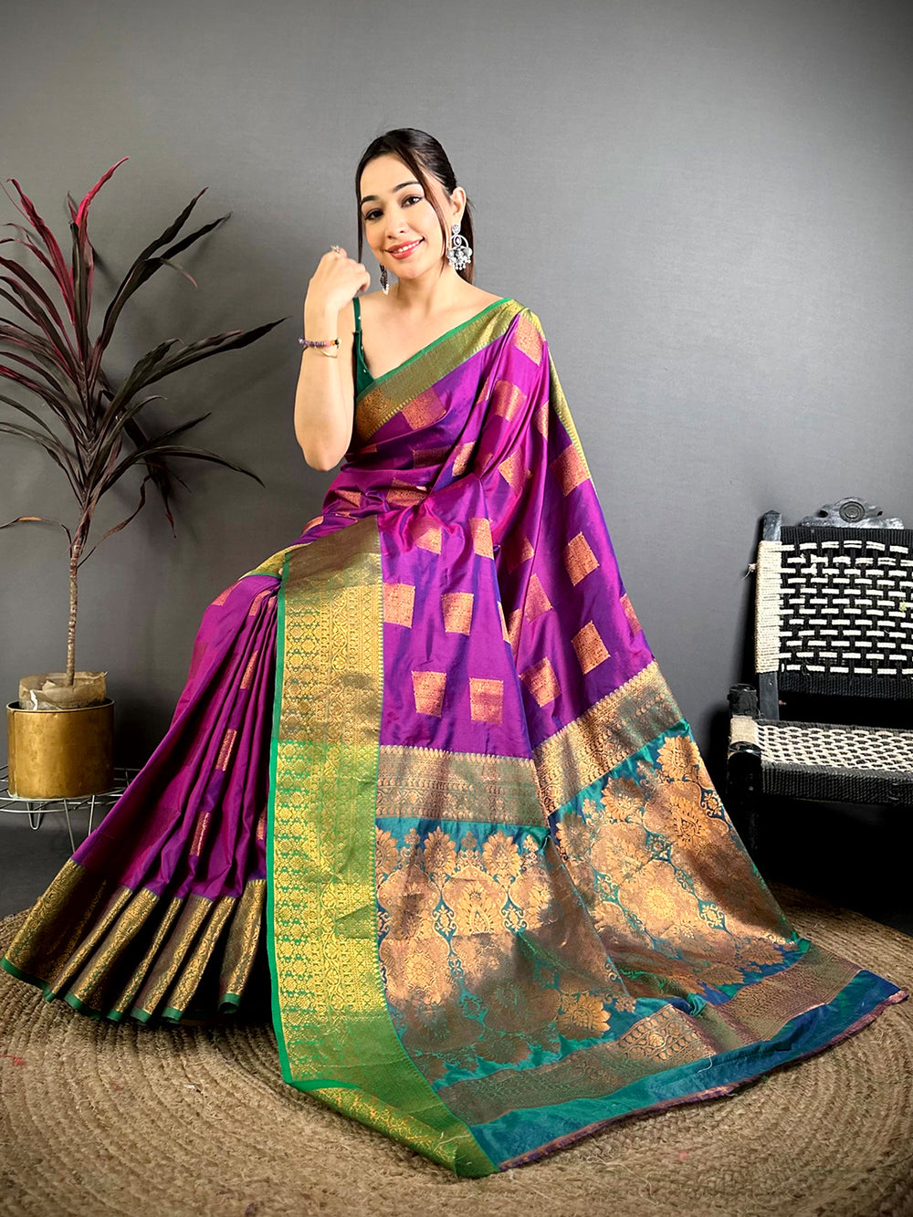 Opulent Copper Zari Banarasi Katan Silk Saree