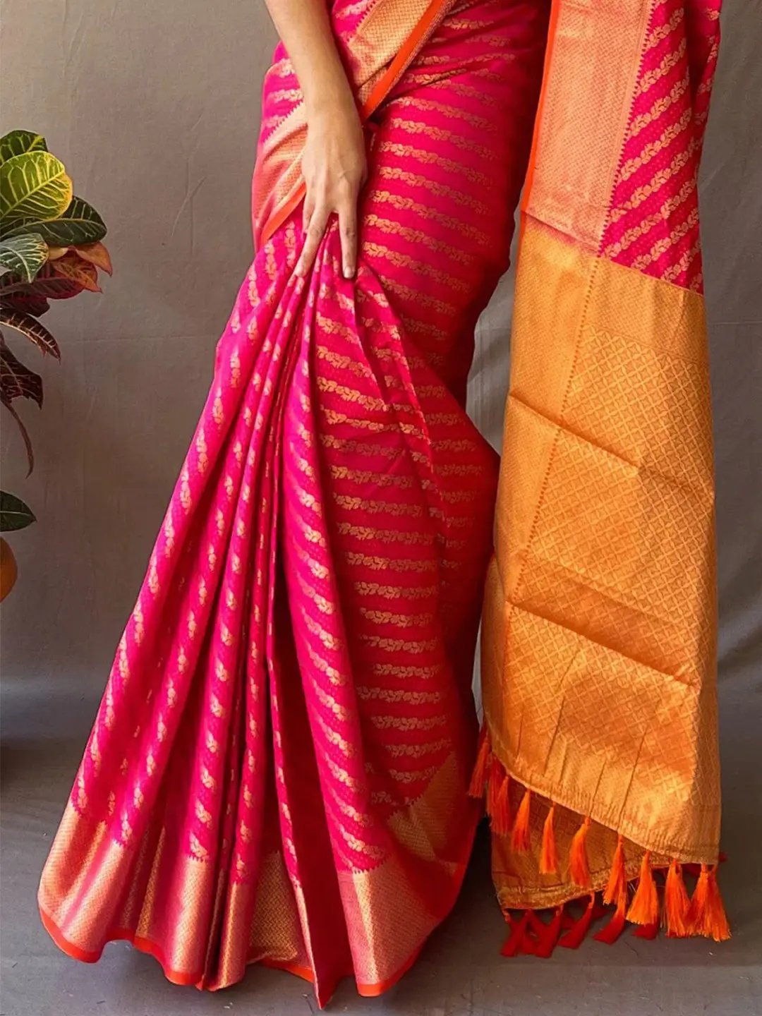  Traditional Hot Pink Colour Patola Saree