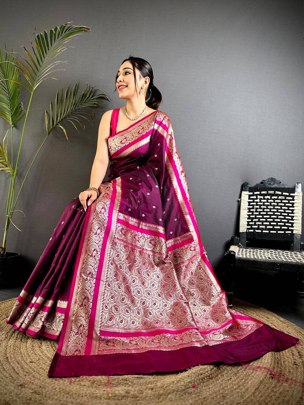 Magenta Soft Silk Kanjivaram Saree