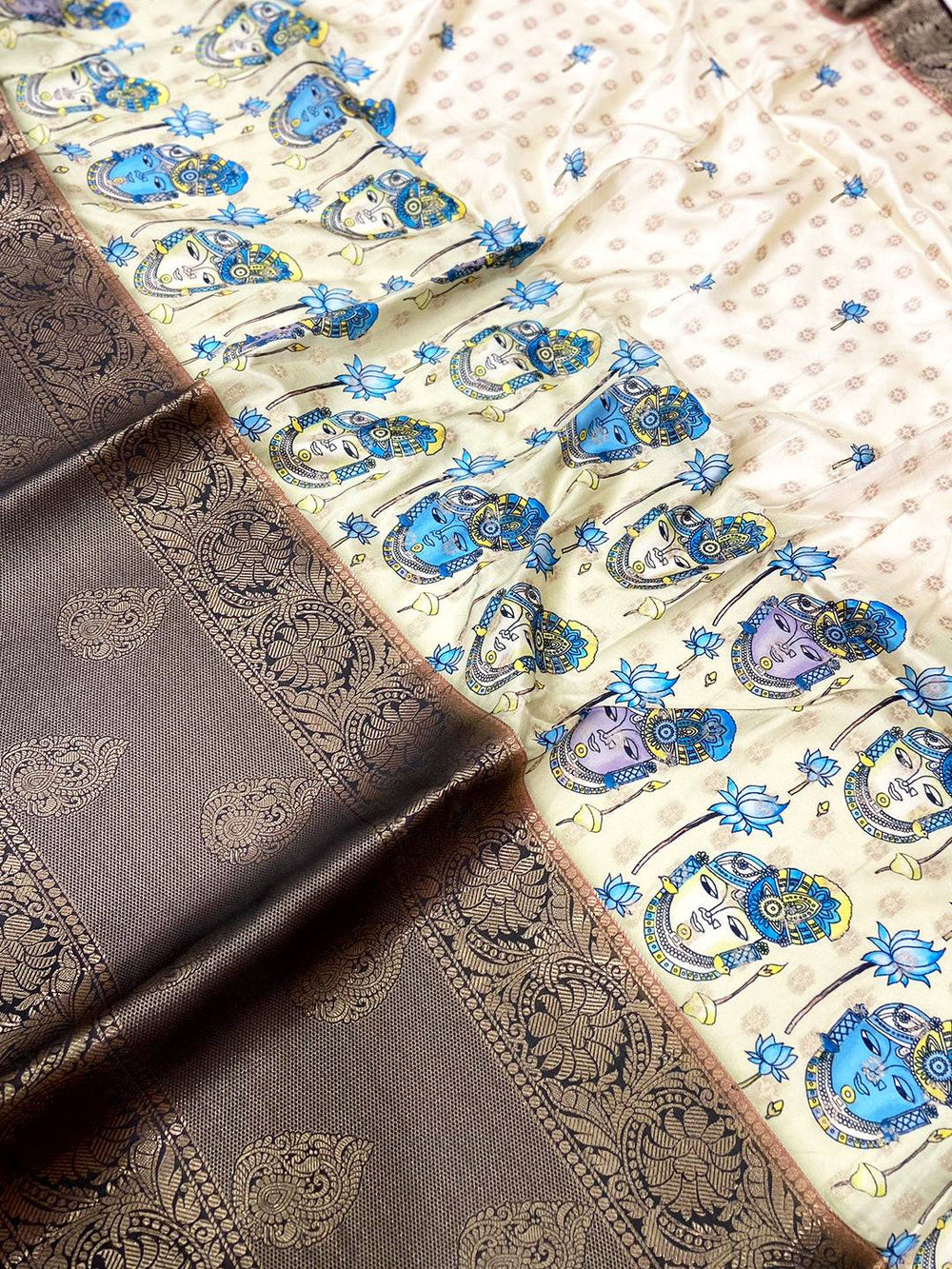 Royal Banarasi Silk Krishna Motif Pattu Saree