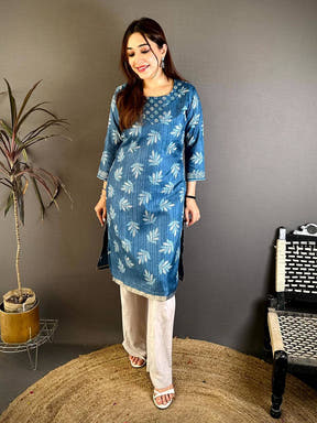 Radiant Round Neck Handloom Ghicha Kurti