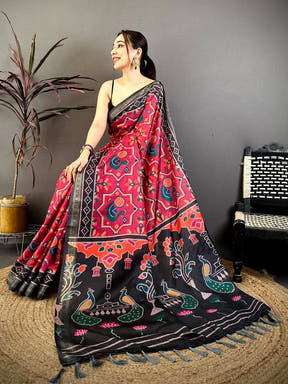 Classic Ikkat Digital Print Silk Saree