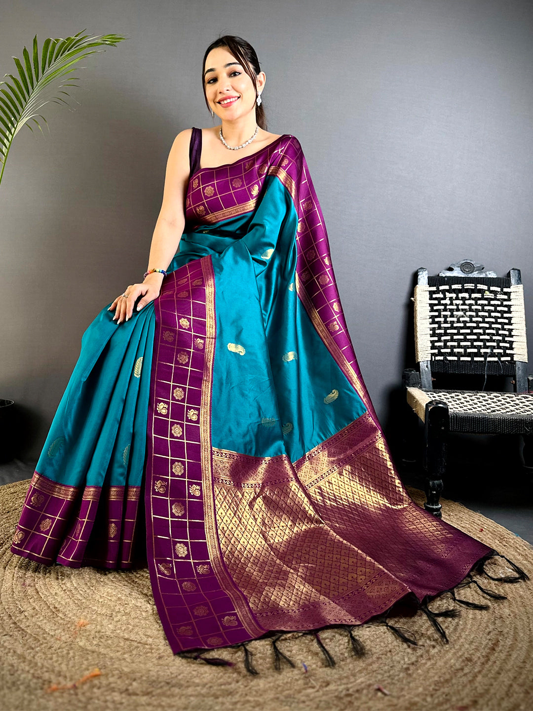 Peacock Aura Banarasi Katan Silk Saree