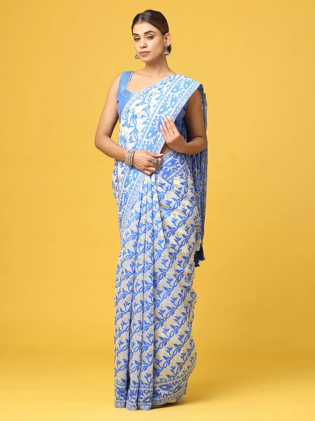  Dhakai Jamdani Cotton Silk Saree