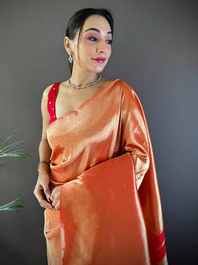 Coral Elegance Kanjivaram Saree