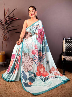 Radiant Chinnon Chiffon Floral Print Saree