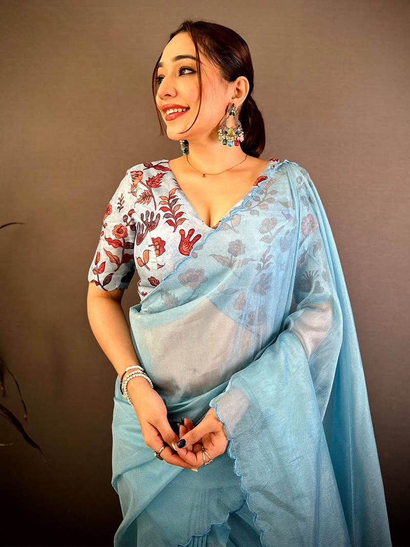 Inari Silk Resham Embroidery Cutwork Saree