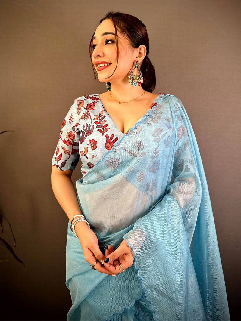 Inari Silk Resham Embroidery Cutwork Saree
