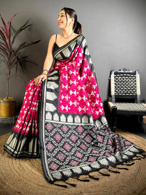Magenta Warli Weave Soft Silk Saree


