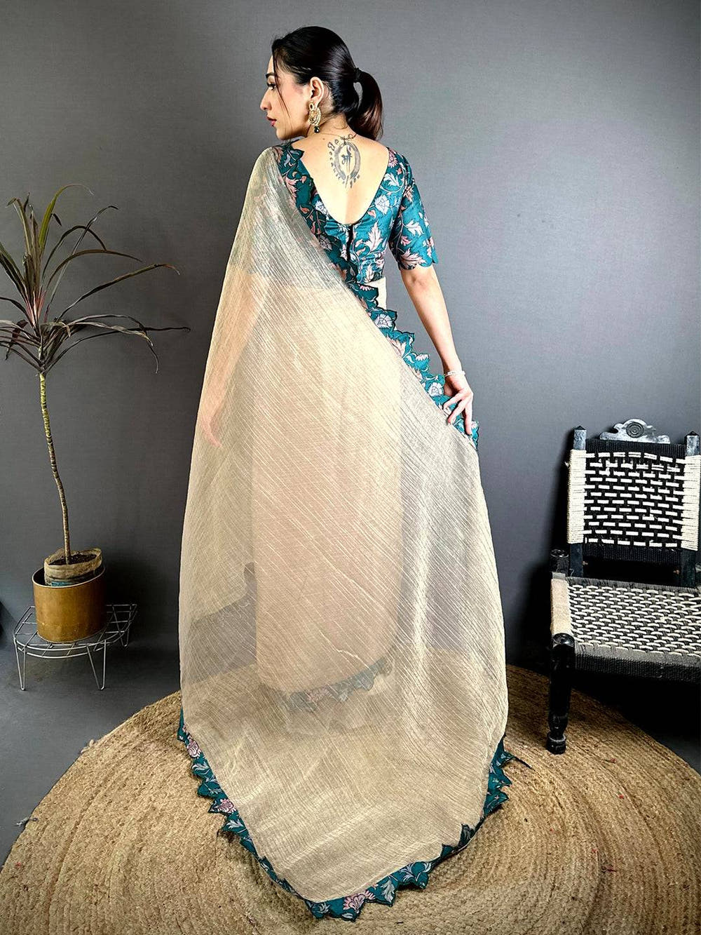 Heritage Printed Silk Cutwork Border Saree