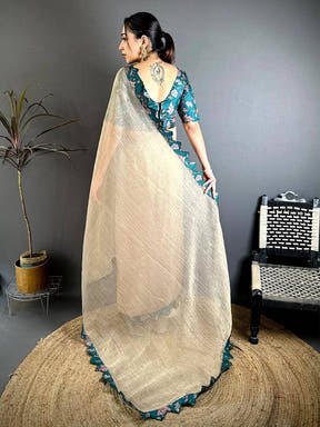 Heritage Printed Silk Cutwork Border Saree