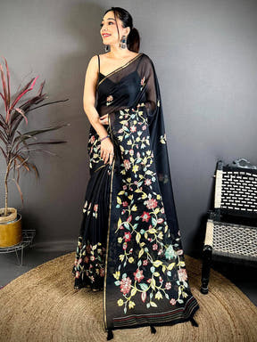 Royal Kota Doriya Floral Kalamkari Saree
