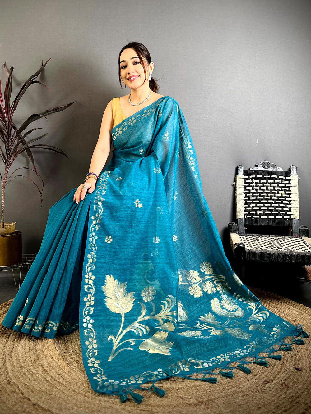 Rama Sona Chandi Khadi Ghicha Saree