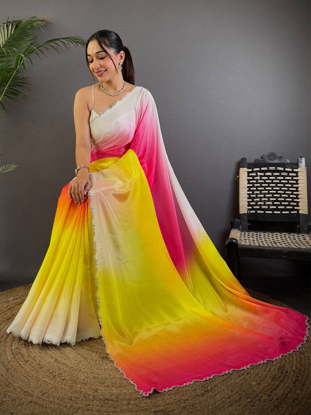 Radiant Soft Chiffon Ombre Print Saree

