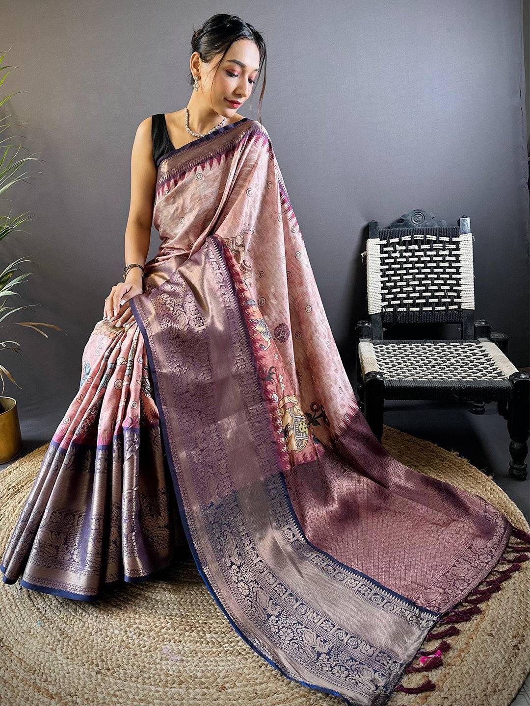 Intricate Soft Pink Banarasi Silk Saree