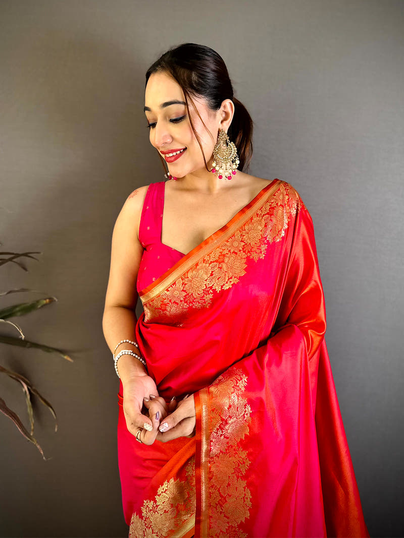 Elegant Ombre Weaving Mashru Silk Saree