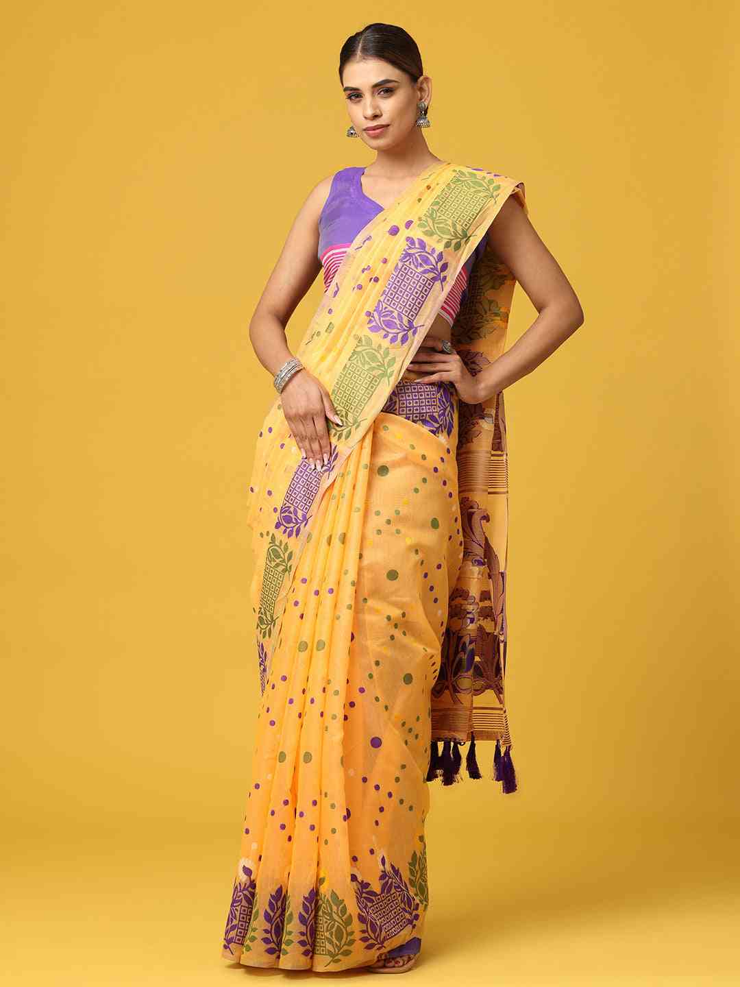 Dhakai Jamdani Cotton Silk Saree
