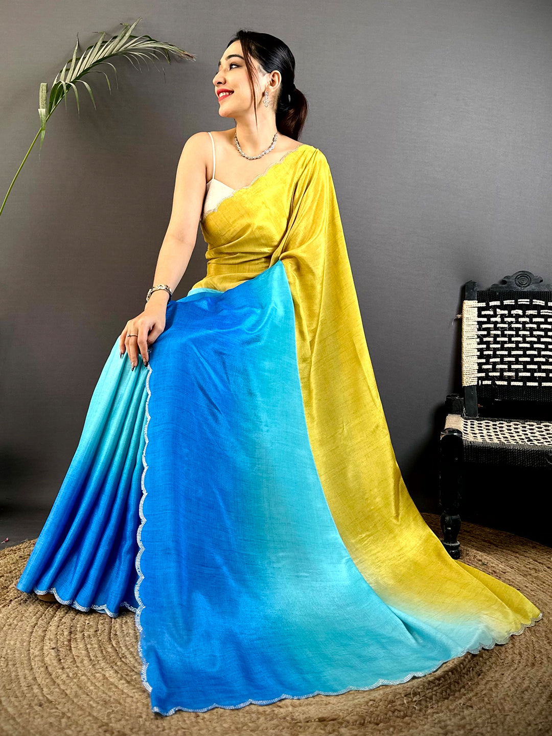 Radiant Ombre Chiffon Swarovski Saree