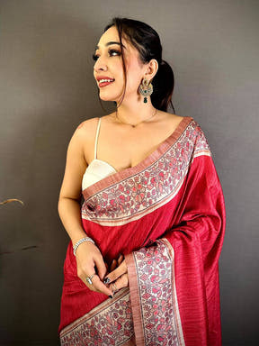 Radiant Ikkat Minakari Tussar Silk Saree