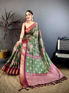 Opulent Floral Printed Soft Dola Saree