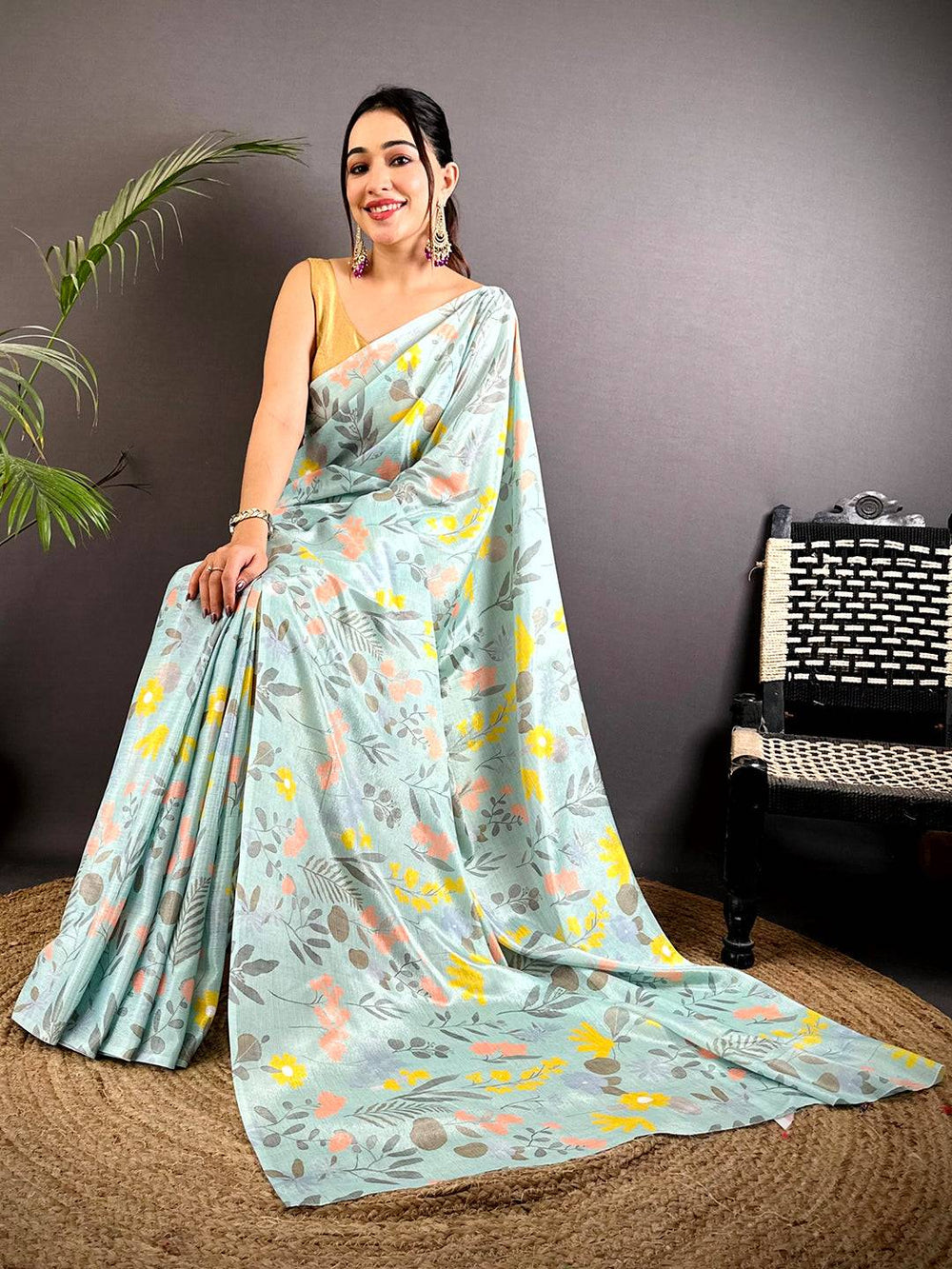 Opulent Soft Chinnon Chiffon Floral Saree