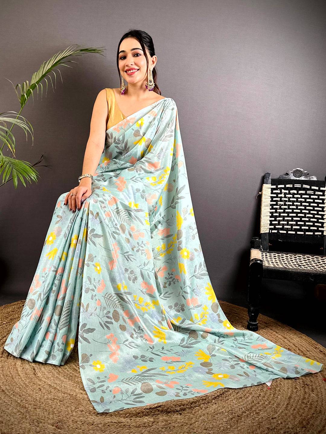 Opulent Soft Chinnon Chiffon Floral Saree