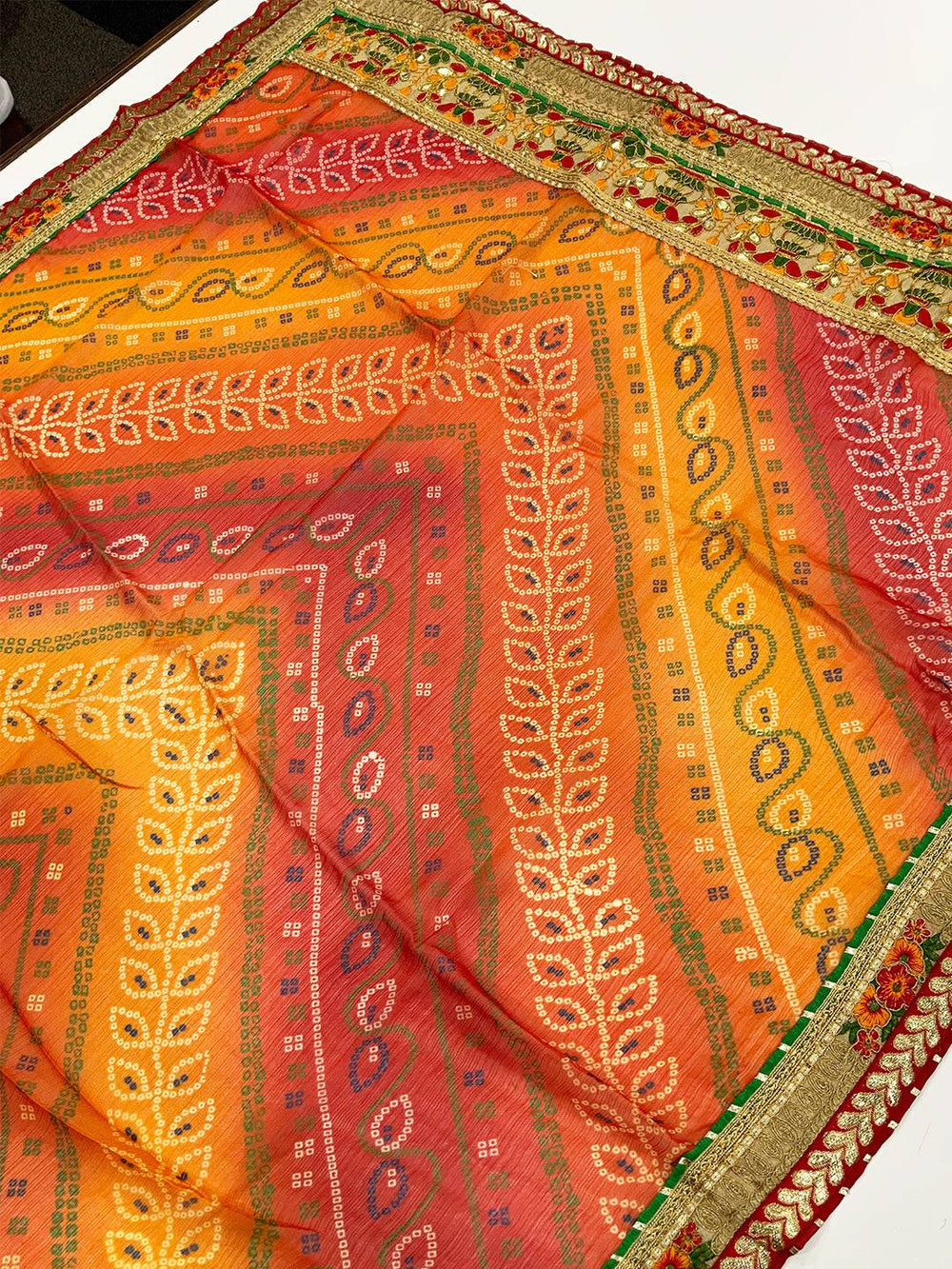 Graceful Foil Work Bandhej Saree