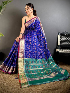Purple Pochampally Double Ikkat Saree