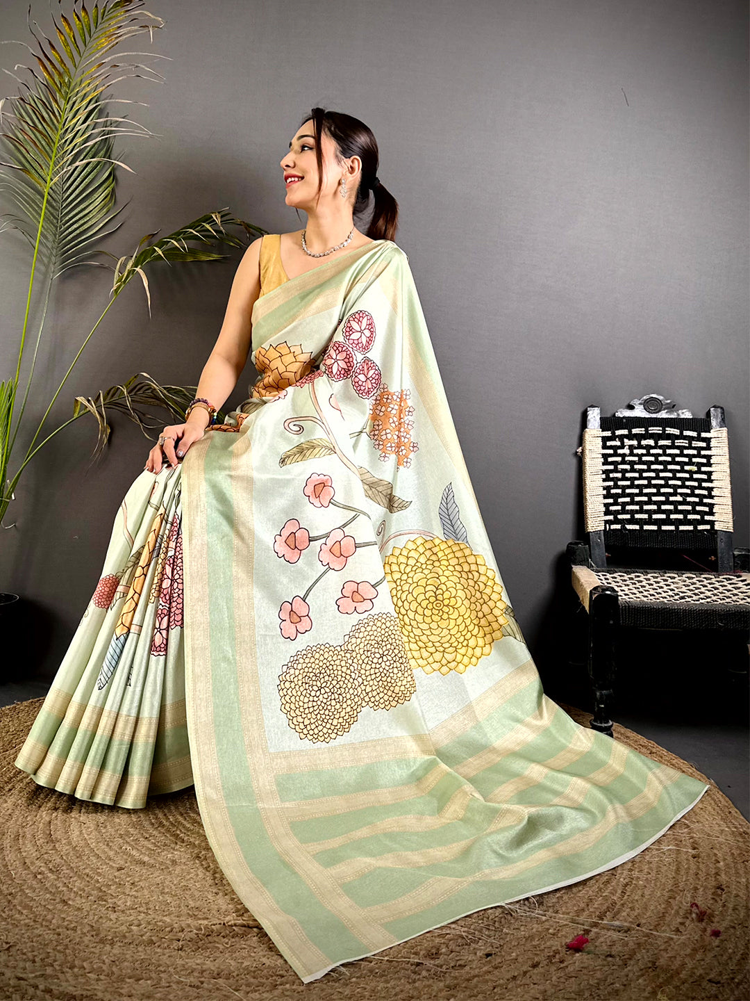 Heritage Tussar Silk Gadwal Border Saree